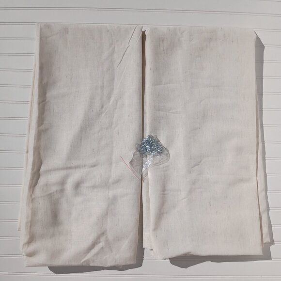 Linen Curtain Panels 50 x 108 Ivory Off White Flax Weave Sheer Drapes Curtains - Picture 11 of 16